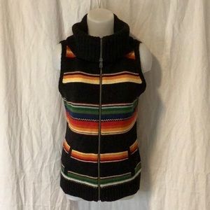 Ralph Lauren Wool Active Sweater Vest Zip Up Stripe Medium
